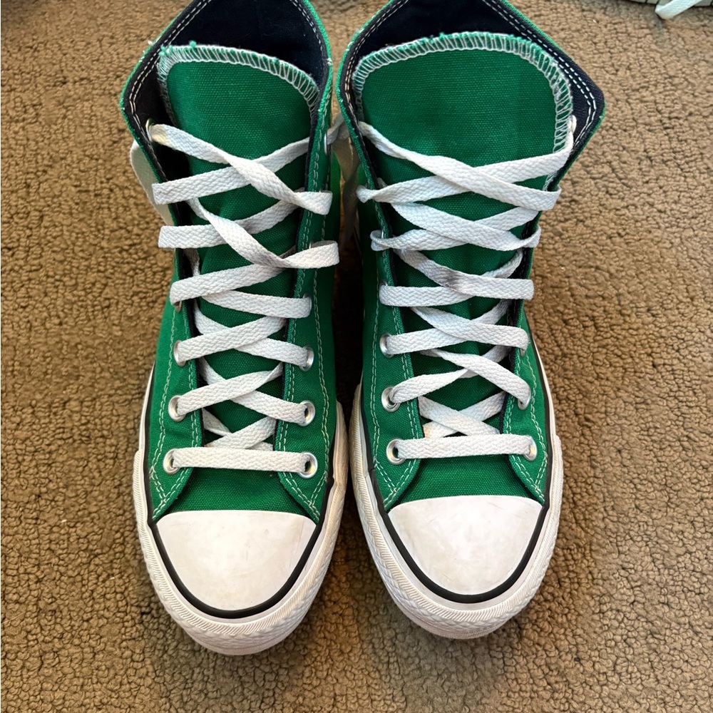 Custom Converse Green Platform High Top Shoes